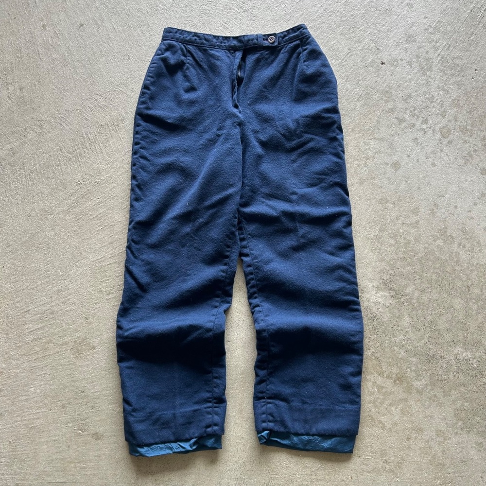 Vintage Pendleton Pants Women Size 25x23.5 Petite Navy Blue Virgin Wool Trousers